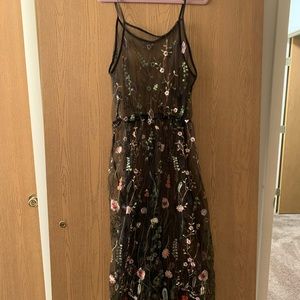 Floral mesh see through dress